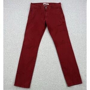 Diesel Pants Mens 33x31 Red Slim Straight Chino Trousers Cotton Made In Italy